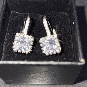 Swarovski crystal earrings, sterling silver.